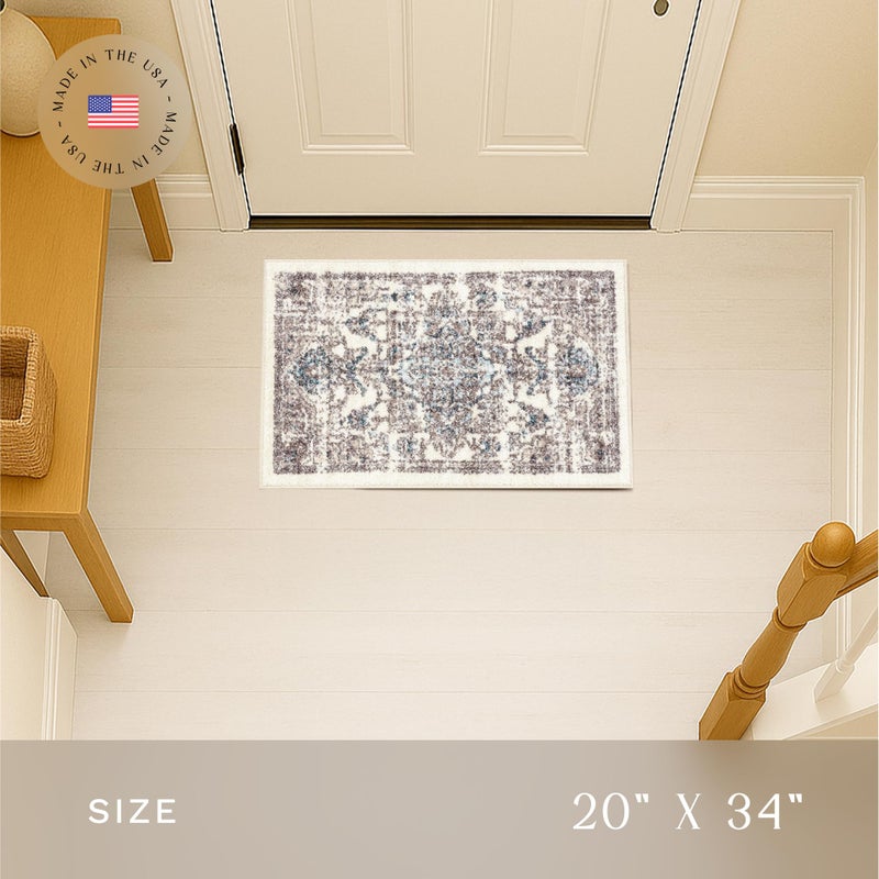 Maples Rugs Tapestry Farmhouse Area Rugs â€“ Made in USA â€“ Washable, Non Slip Indoor Carpet for Entryway, Foyer, Kitchen, and Bathroom, 1'8 x 2'10, Taupe/Grey - Image 3